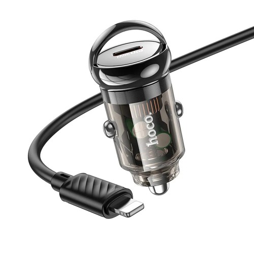 HOCO CAR CHARGER TYPE C + CABLE TYPE C TO LIGHTNING PD QC3.0 30W Z53 BLACK