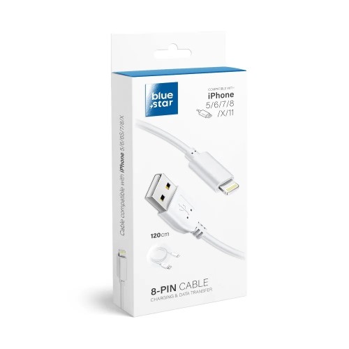 BLUE STAR LITE CABLE 3A USB A TO LIGHTNING 1,2M WHITE