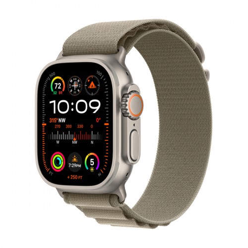 APPLE WATCH ULTRA 2 49mm TITANIUM CASE OLIVE ALPINE LOOP M MREY3