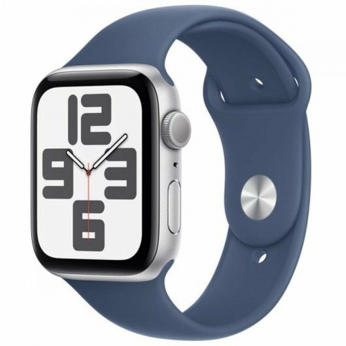 APPLE WATCH SE 2024 44mm SILVER ALUMINIUM DENIM SPORT BAND M/L MXER3