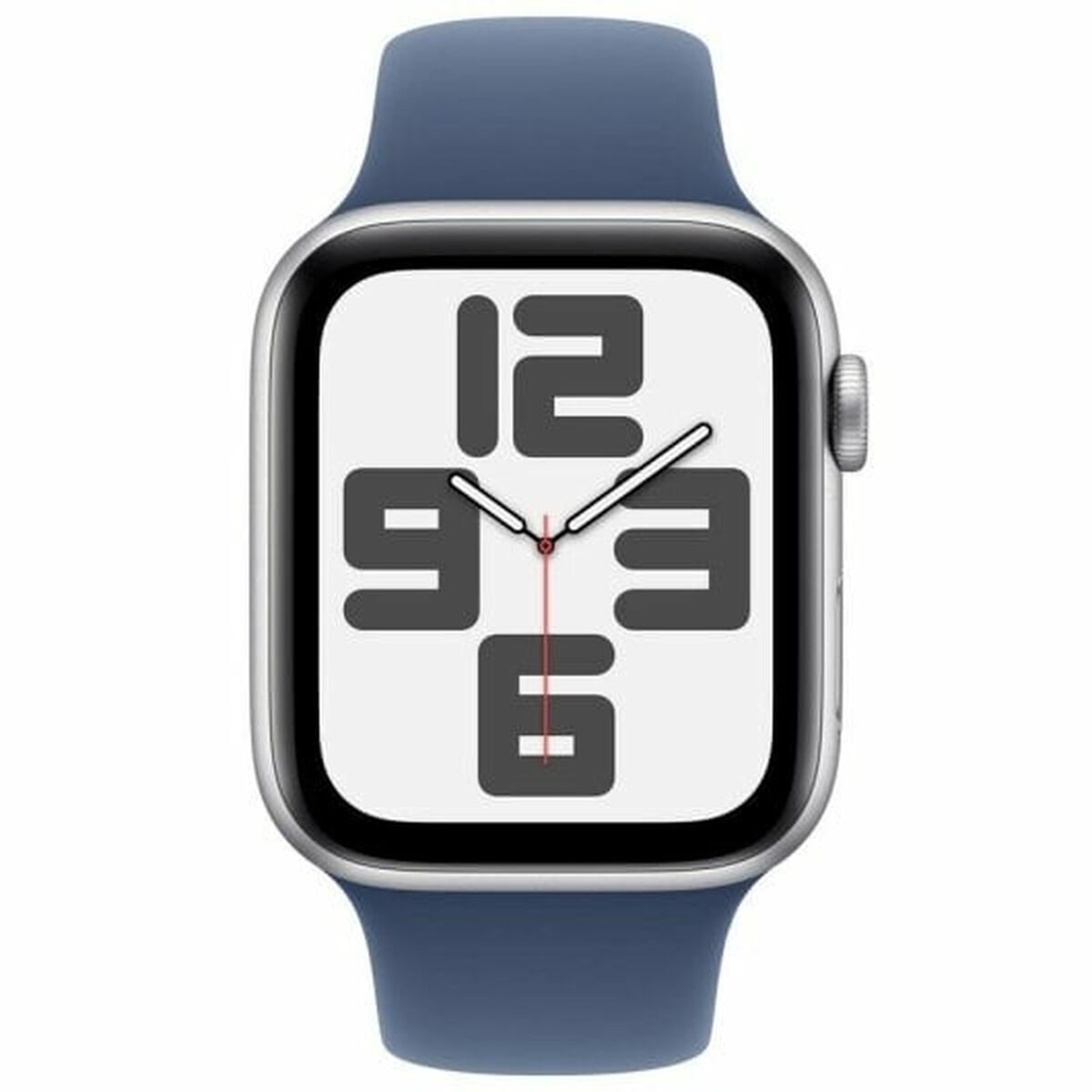 APPLE WATCH SE 2024 44mm SILVER ALUMINIUM DENIM SPORT BAND M/L MXER3