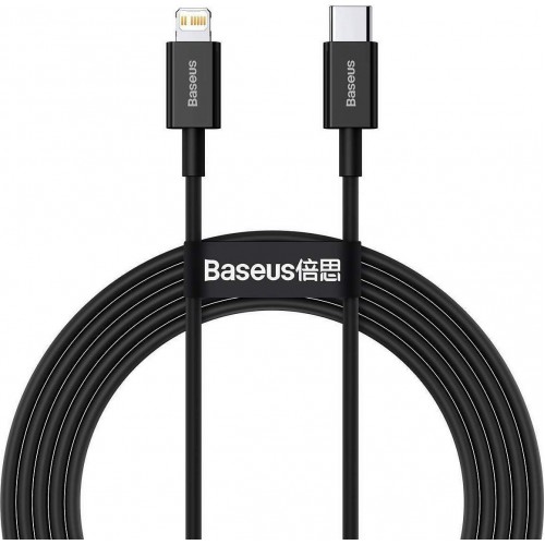 CABLE BASEUS TYPE C TO APPLE LIGHTNING 8-PIN PD20W POWER DELIVERY SUPERIOR SERIES FAST CHARGING 2m CATLYS-C01 BLACK