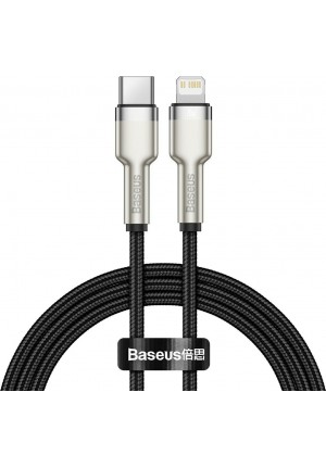 CABLE BASEUS TYPE C FOR APPLE LIGHTNING 8-PIN PD20W POWER DELIVERY CAFULE METAL 1m CATLJK-A01 BLACK