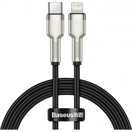 CABLE BASEUS TYPE C FOR APPLE LIGHTNING 8-PIN PD20W POWER DELIVERY CAFULE METAL 1m CATLJK-A01 BLACK