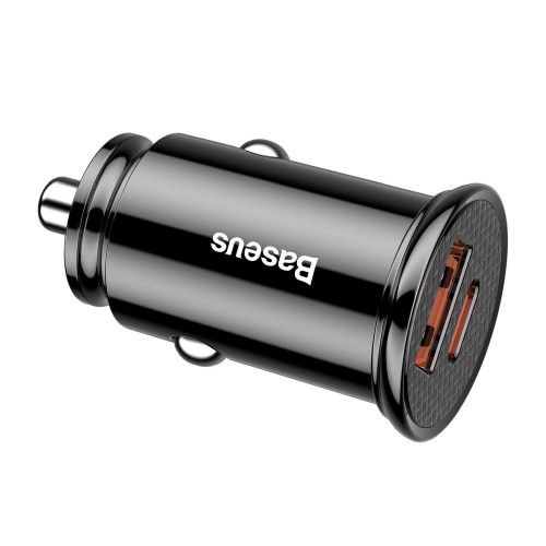 BASEUS CIRCULAR PLASTIC A+C CAR CHARGER 30W PPS (POWER DELIVERY 3.0 QC4.0 + SCP) CCALL-YS01 BLACK