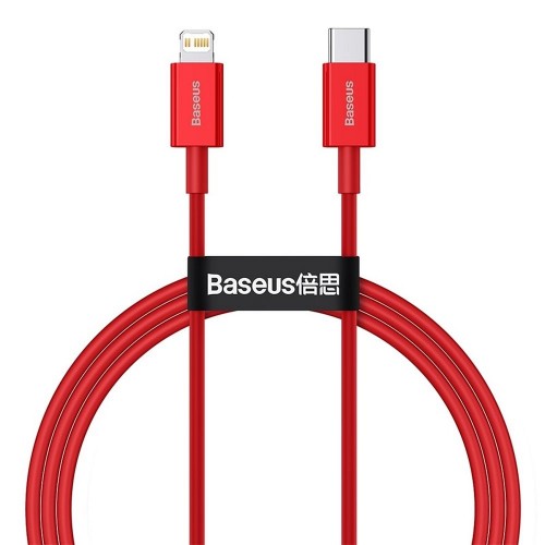 CABLE BASEUS TYPE C TO APPLE LIGHTNING 8-PIN PD20W POWER DELIVERY SUPERIOR SERIES CATLYS-A09 1m RED