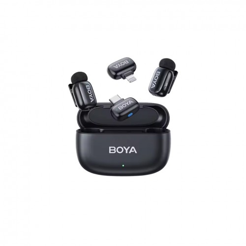 MICROPHONE BOYA WIRELESS MINI LIGHTNING AND TYPE C – 2,4GHZ 2MIC WITH CHARGING BOX EU