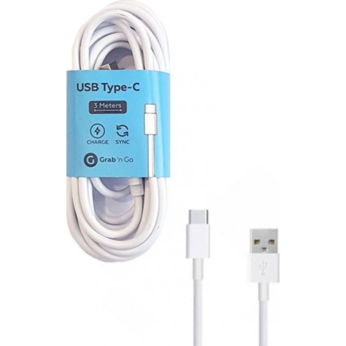 CHARGING CABLE TYPE C 3M GNG WHITE - GNG196