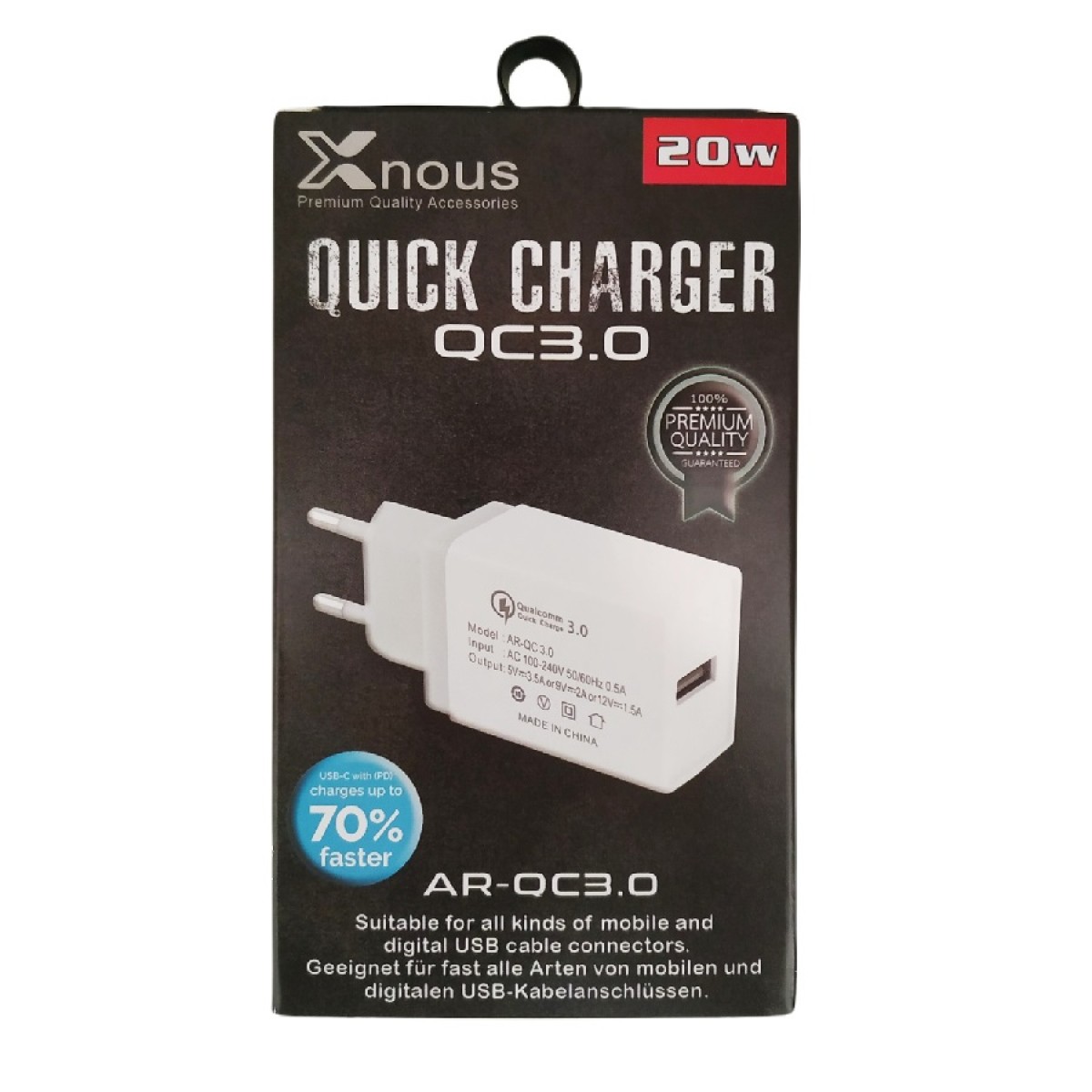CHARGER QUICK XNOUS QC10 AR-QC 3.0 USB 3 18W WHITE