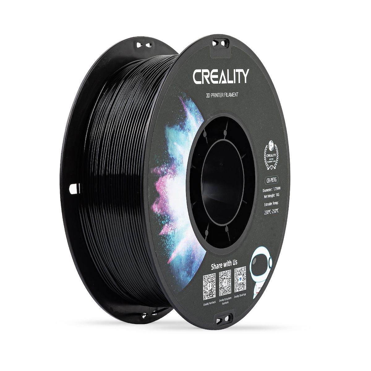 CREALITY3D CR-PETG 3D PRINTER FILAMENT SPOOL 1.75mm BLACK 3301030035