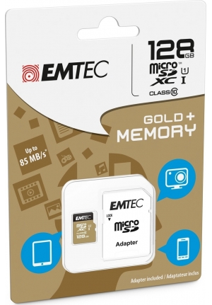 MICRO SD EMTEC (WITH ADAPTOR) 128GB GOLD+ XC CLASS 10 (ECMSDM128GXC10GP)