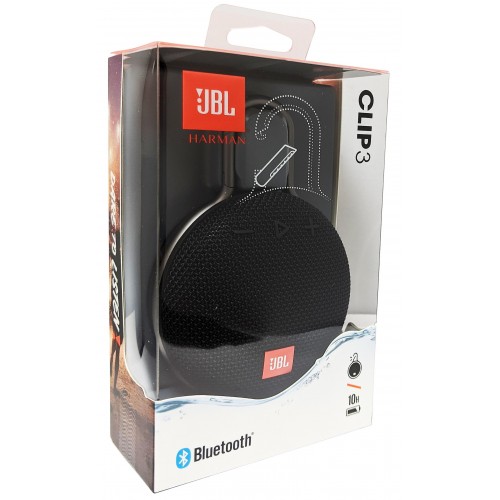 JBL CLIP 3 PORTABLE WATERPROOF BLUETOOTH SPEAKER IPX7 BLACK