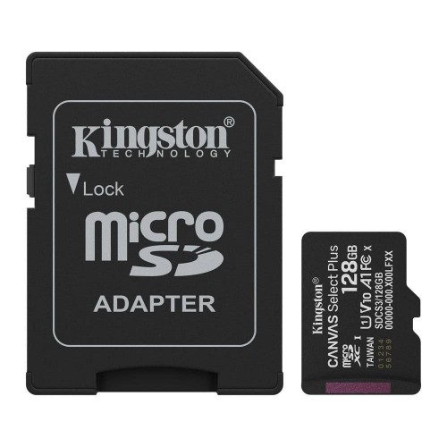 KINGSTON CANVAS SELECT PLUS MICRO SD 128GB CLASS 10 U1 V10 WITH ADAPTER