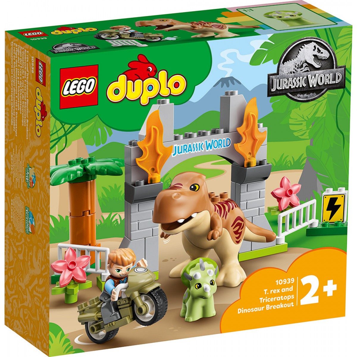 LEGO DUPLO 10939 T-REX AND TRICERATOPS DINOSAUR BREAKOUT