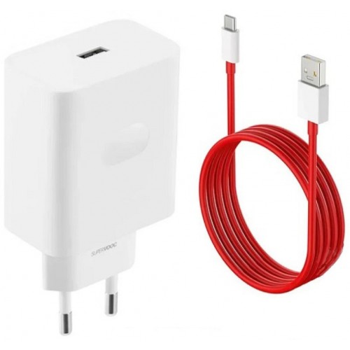 CHARGER ONEPLUS 100W USB-A SUPERVOOC  ADAPTER + CABLE USB-C WHITE EU