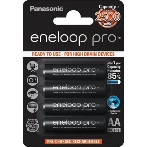 BATTERIES PANASONIC RECHARGEABLE ENELOOP PRO 2500MAH AA 1X4 BK-3HCDE/4CP
