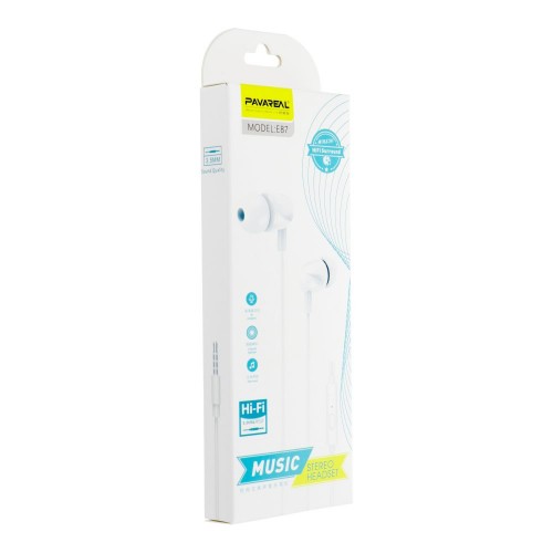 WIRED EARPHONES WITH MICRO JACK 3.5mm PAVAREAL PA-E87 WHITE
