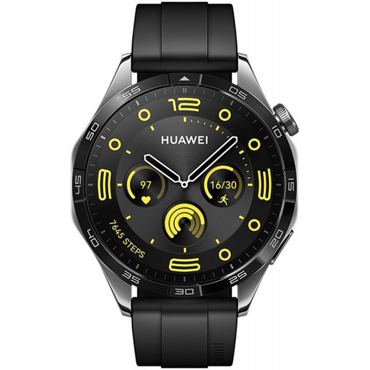 HUAWEI WATCH GT 4 STAINLESS STEEL 46mm BLACK FLUOROELASTOMER STRAP