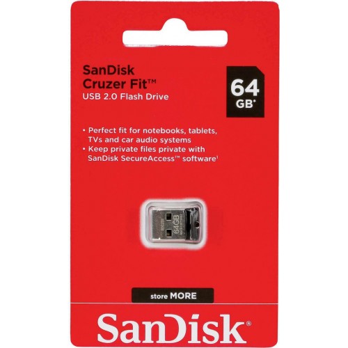 USB STICK SANDISK CRUZER FIT 64 GB WITHOUT CAP SDCZ33-064G-G35
