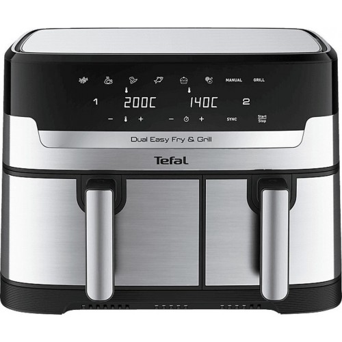 TEFAL EASY FRY AIR FRYER EY905D DOUBLE 8.3LT SILVER