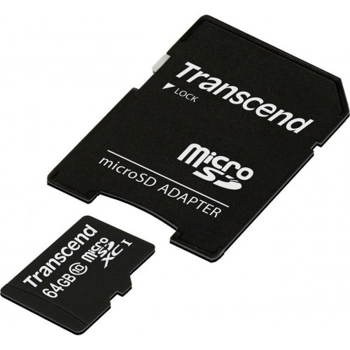 MICRO SDXC TRANSCEND 64GB CLASS 10 U1 UHS-I WITH ADAPTER (TS64GUSDXC10)