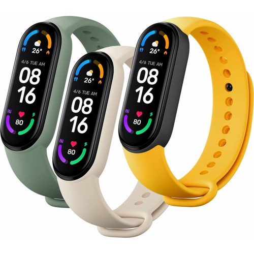 XIAOMI MI SMART BAND STRAP FOR BAND 6 3-PACK WHITE-GREEN-YELLOW BHR5135GL