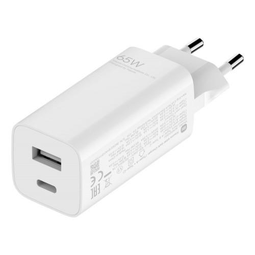 CHARGER XIAOMI 65W GAN TYPE-A & TYPE-C WHITE BHR5515GL