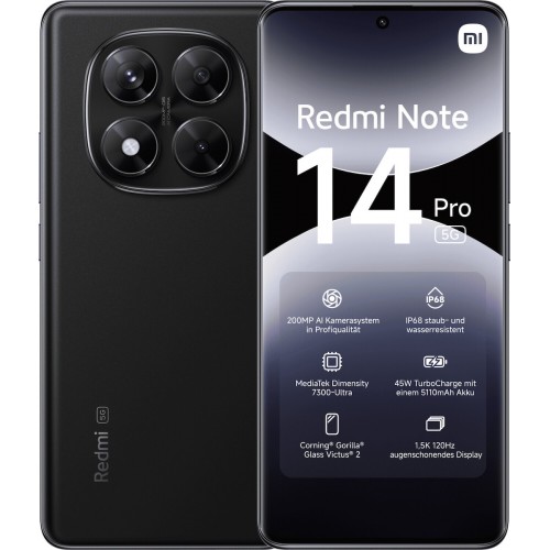 XIAOMI REDMI NOTE 14 PRO 256GB 8GB 5G DUAL BLACK 24090RA29G