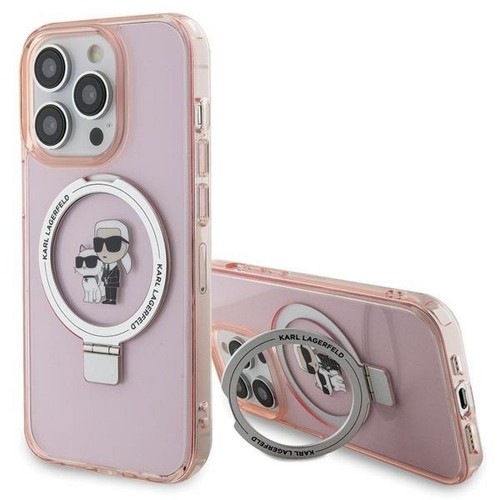 ΘΗΚΗ ΓΙΑ APPLE IPHONE 15 PRO FACEPLATE MAGSAFE RINGSTAND KC KARL LAGERFELD KLHMP15LHMRSKCP PINK