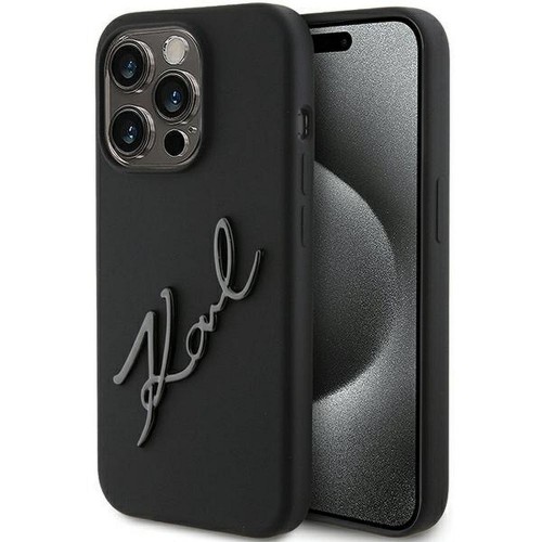 ΘΗΚΗ ΓΙΑ APPLE IPHONE 15 PRO MAX FACEPLATE SILICONE KARL SCRIPT LOGO KARL LAGERFELD KLHCP15XSKSBMCK BLACK