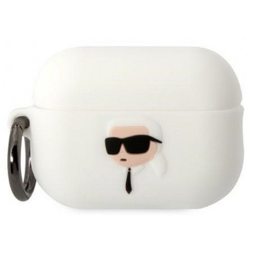 ΘΗΚΗ ΓΙΑ APPLE AIRPODS PRO 2022 KARL LAGERFELD 3D SIL NFT KARL WHITE KLAP2RUNIKH