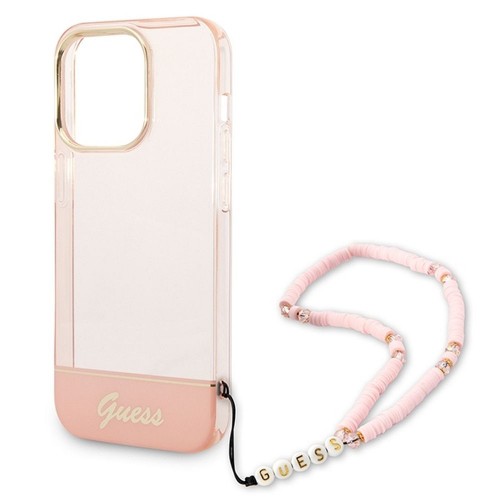 ΘΗΚΗ ΓΙΑ APPLE IPHONE 14 PRO FACEPLATE GUESS IML ELECTRO CAM w. CLEAR STRAP / PINK GUHCP14LHGCOHP
