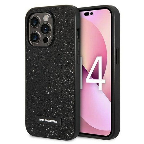 ΘΗΚΗ ΓΙΑ APPLE IPHONE 14 PRO MAX FACEPLATE KARL LAGERFELD SOLID GLITTER PLAQUE LOGO BLACK KLHCP14XG2ELK