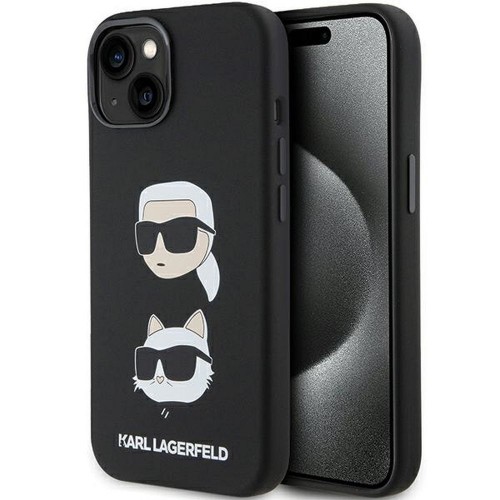 ΘΗΚΗ ΓΙΑ APPLE IPHONE 15 FACEPLATE SILICONE KC KARL LAGERFELD KLHCP15SSDHKCNK BLACK