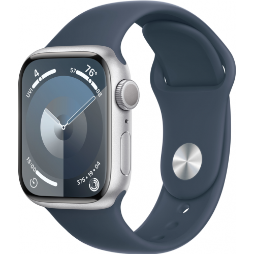 APPLE WATCH 9 41mm SILVER ALUMINIUM CASE SPORTBAND BLUE M/L MR913 EU