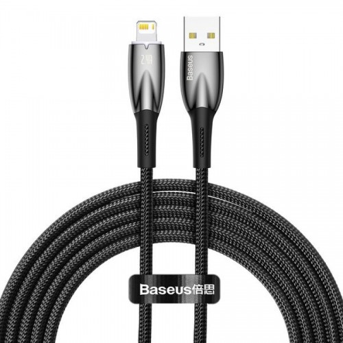BASEUS CABLE USB A TO LIGHTNING 2,4A GLIMMER 2M BLACK CADH000301