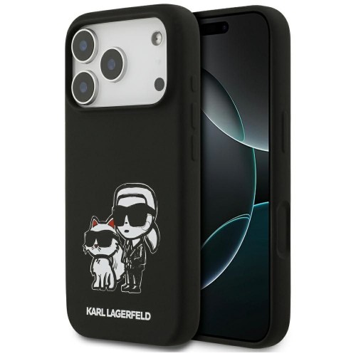ΘΗΚΗ IPHONE 17 PRO COMPATIBLE WITH MAGSAFE KARL LAGERFELD (Silicone W/ K&C Sketch & Logo) KLHMP17LSKCGRGOK BLACK