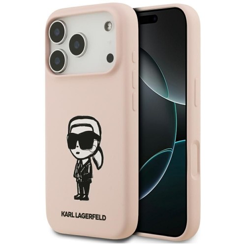 ΘΗΚΗ IPHONE 17 PRO COMPATIBLE WITH MAGSAFE KARL LAGERFELD (Silicone W/ KL Sketch & Logo) KLHMP17LSKIGROP PINK
