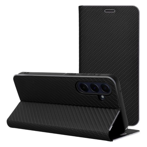 ΘΗΚΗ ΚΙΝ. ΤΗΛ LUNA BOOK CARBON XIAOMI REDMI NOTE 14 PRO / PRO PLUS 5G BLACK