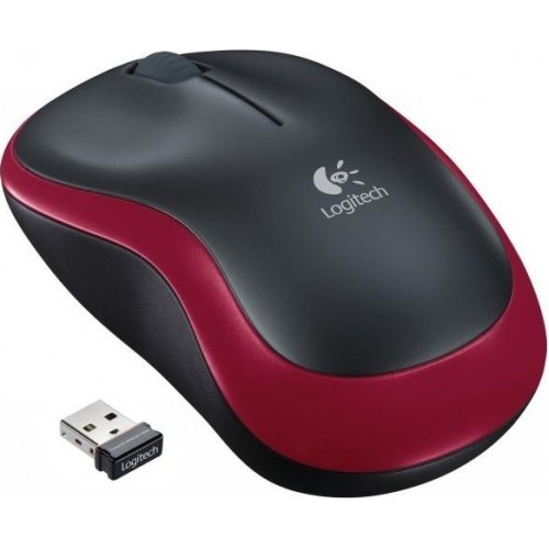 MOUSE LOGITECH M185 WIRELESS BLACK/RED 910-002240