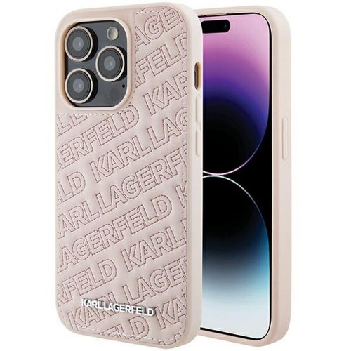 ΘΗΚΗ ΓΙΑ APPLE IPHONE 15 PRO MAX FACEPLATE QUILTED PATTERN KARL LAGERFELD KLHCP15XPQKPMP PINK
